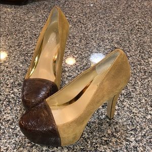 Jessica Simpson Brown Suede/Leather Tips Heels